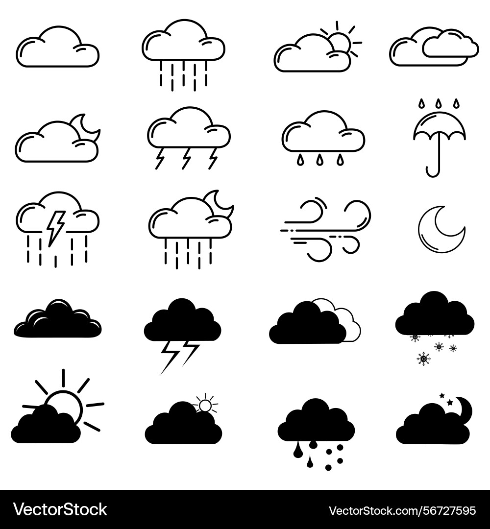 Clouds icons set of in different form Vector Image