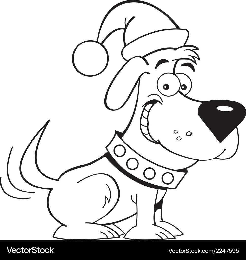 Cute Cartoon Dog in Santa Hat Vector Image