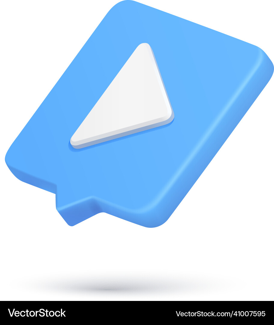 Isometric video audio play triangle button 3d icon Vector Image