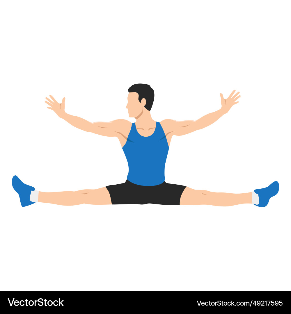 Man doing splits exercise or stretch Man doing splits exercise or stretch Vector Image