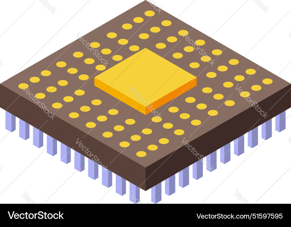 Modern microchip showing isometric view Modern microchip showing isometric view vector image