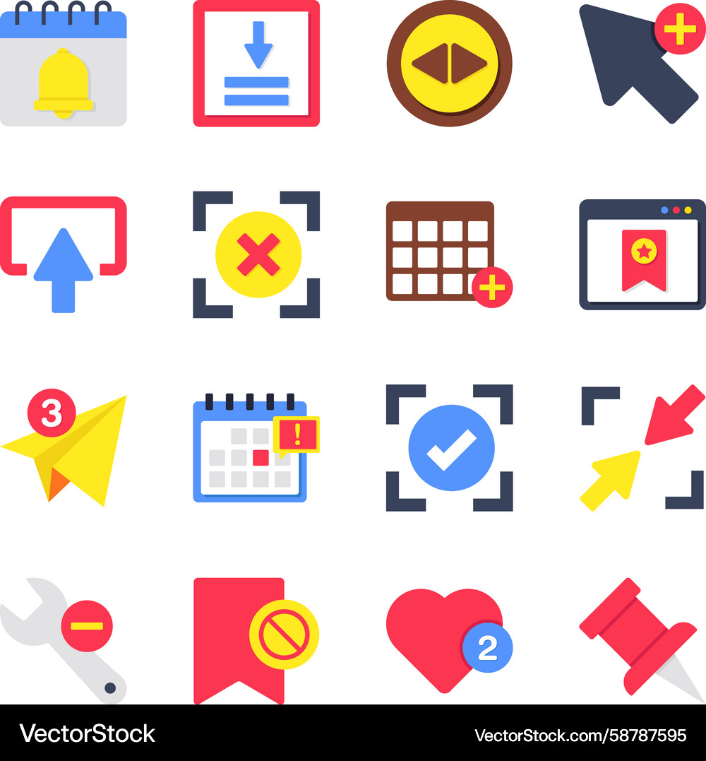 Set of navigation arrows and ui flat icons Vector Image