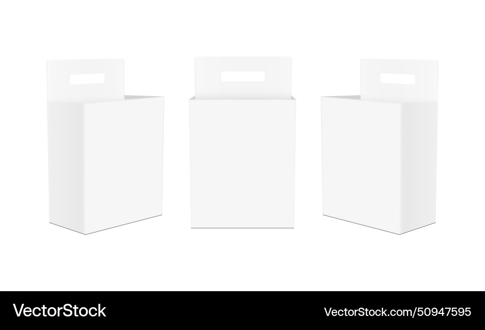 Three rectangular opened boxes with handle vector image