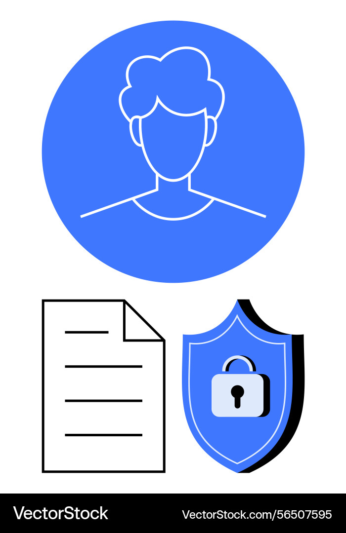 User profile with document and secure shield vector image