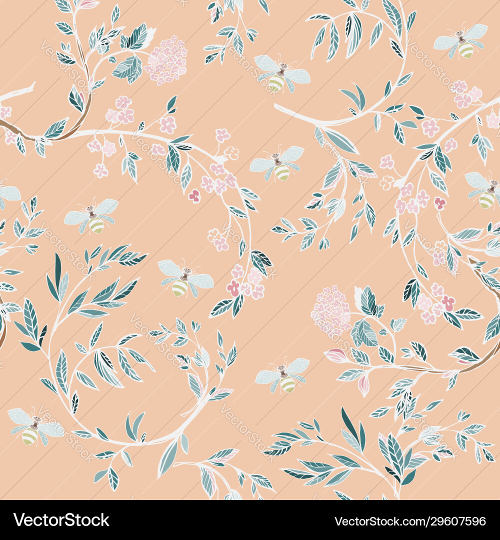 Branches flowering trees seamless pattern Branches flowering trees seamless pattern vector image