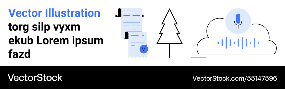 Digital document tree and cloud with microphone Digital document tree and cloud with microphone vector image