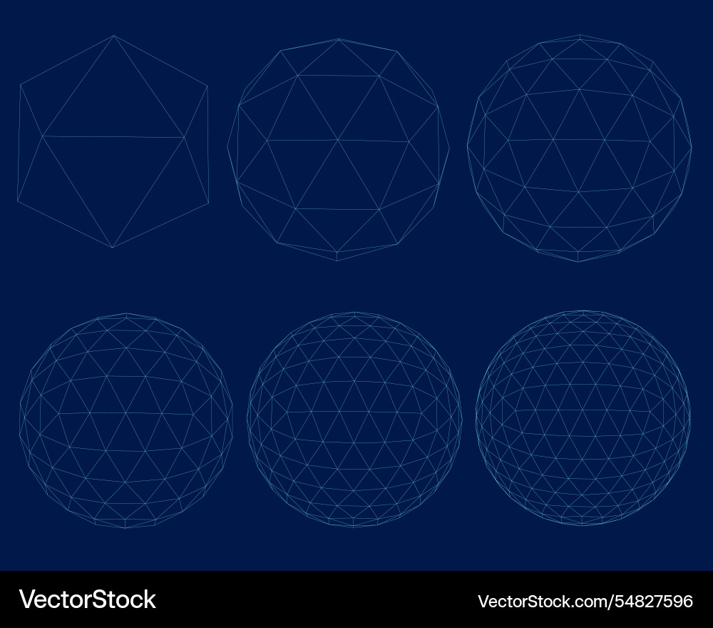 Grid spheres 3d globes with abstract net Grid spheres 3d globes with abstract net vector image
