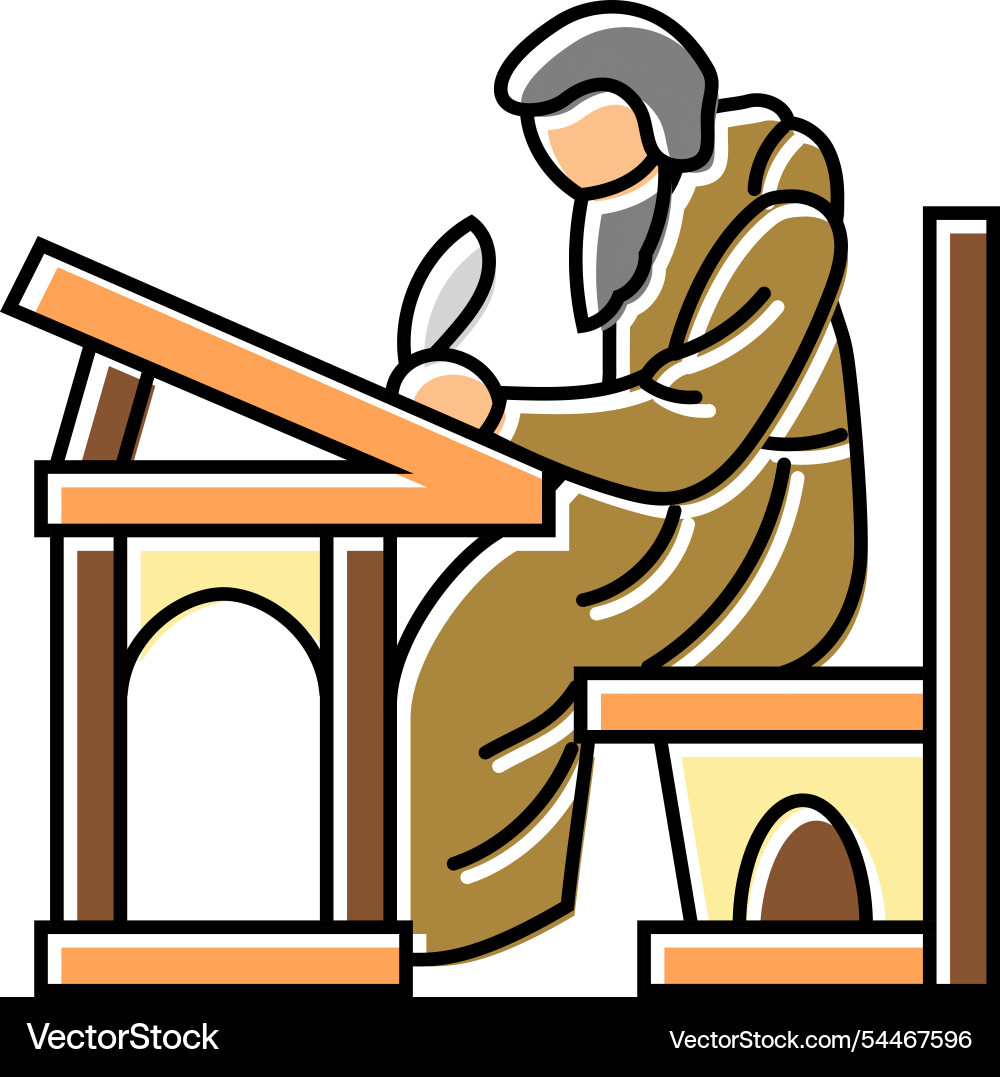 Monk scribe byzantine color icon vector image