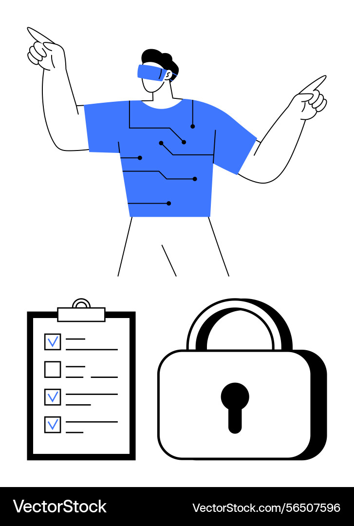 Person using ar glasses with digital circuitry Vector Image