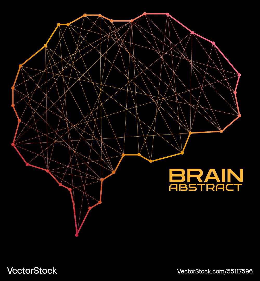 Polygonal abstract brain with connected lines Polygonal abstract brain with connected lines Vector Image