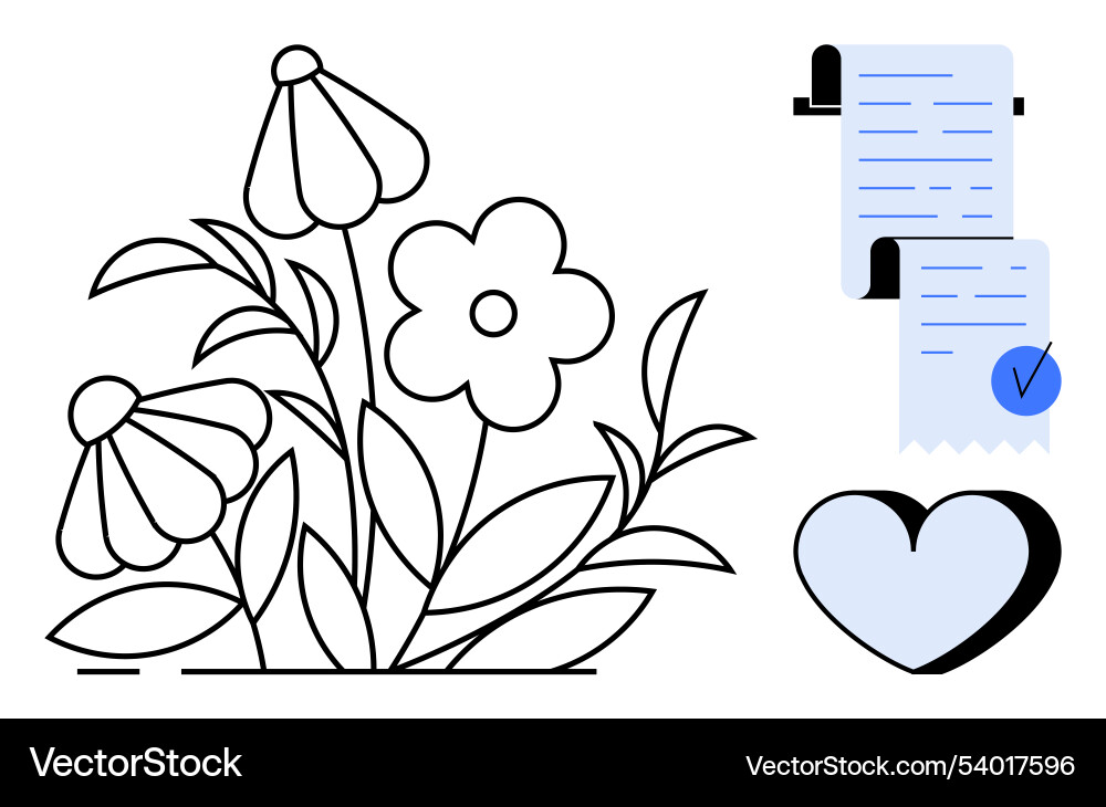 Simple floral design with documents checkbox Vector Image