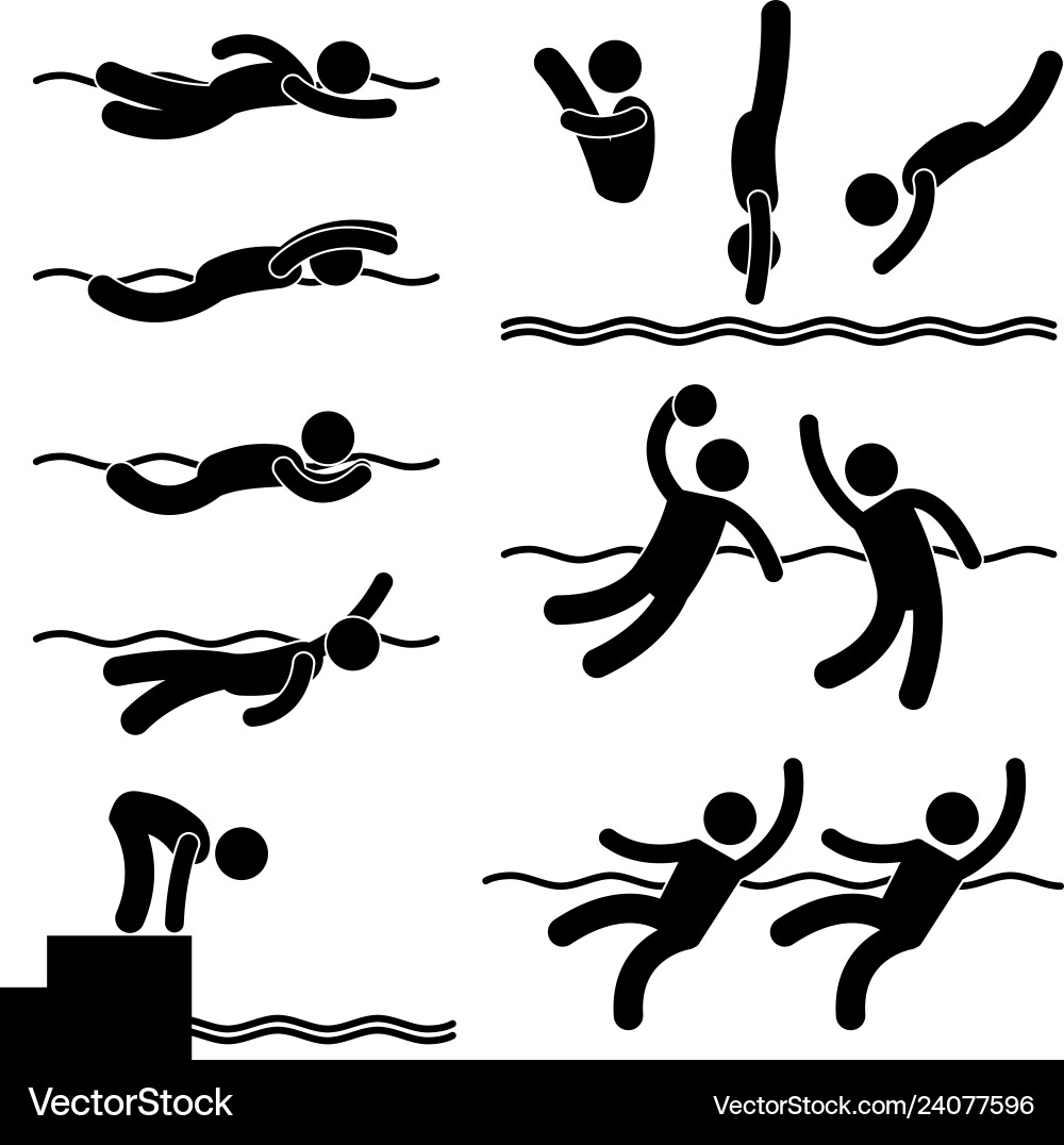 Swimming Icons - Aquatic Sport Set Vector Image