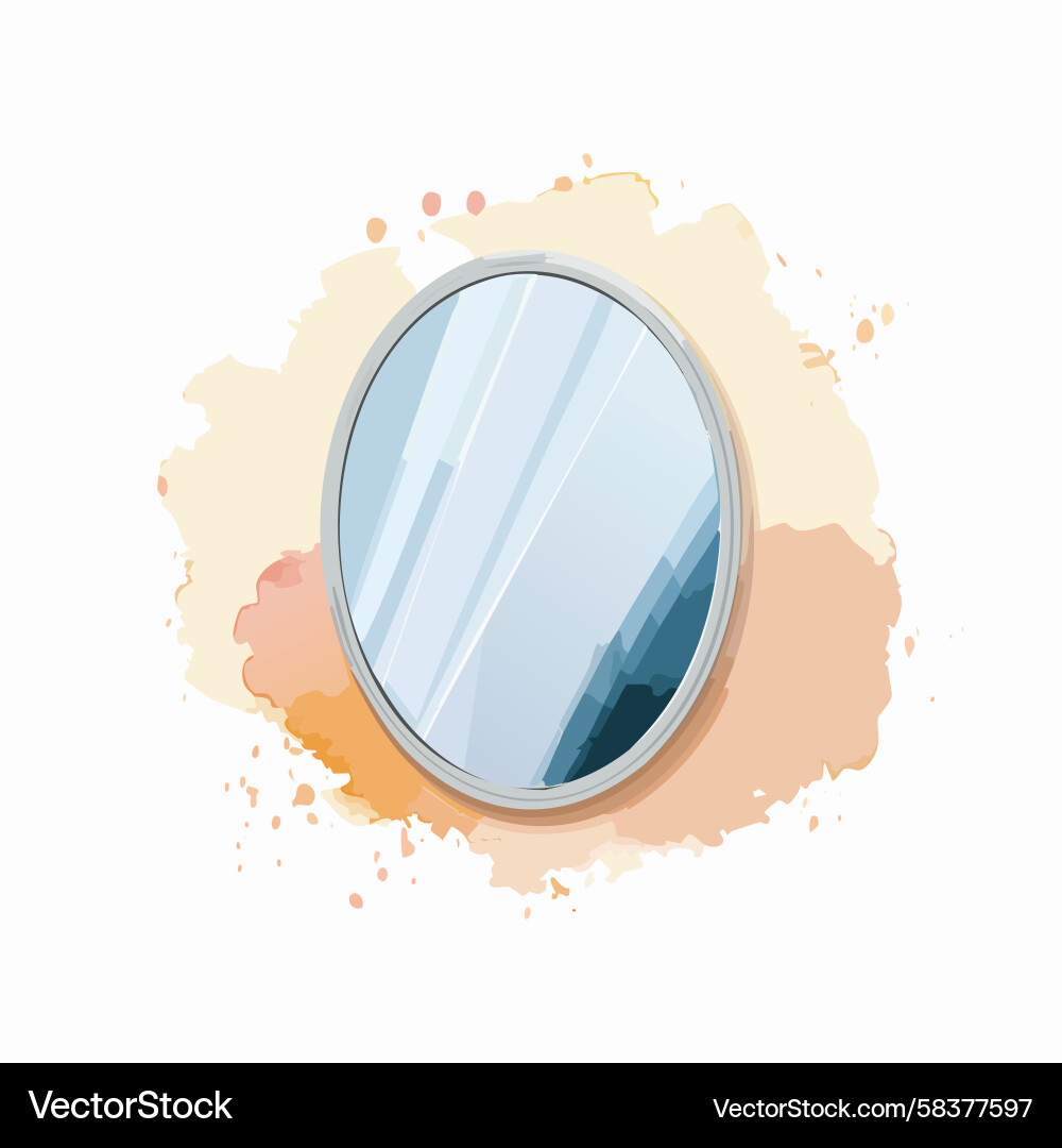 Abstract Round Mirror with Reflection Vector Image