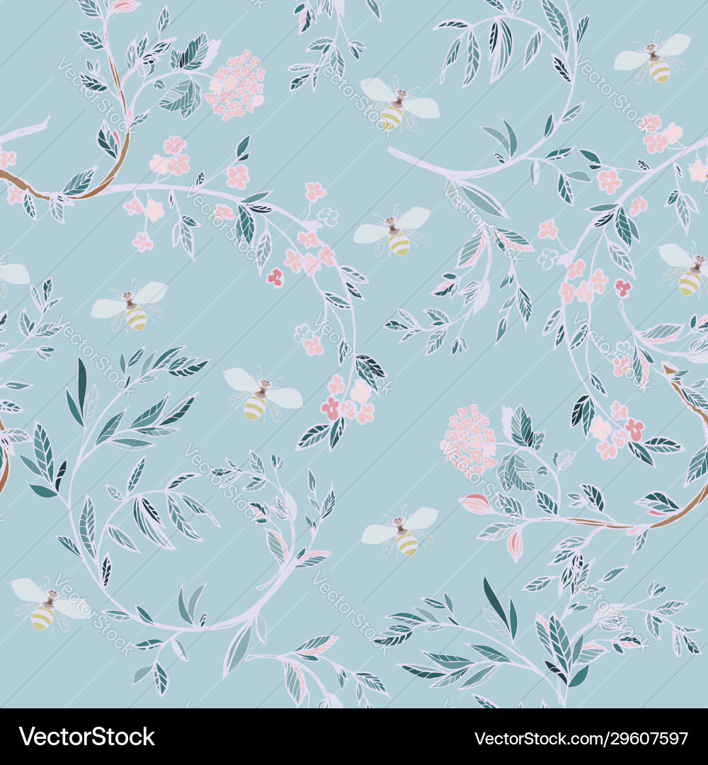 Branches flowering trees seamless pattern Branches flowering trees seamless pattern Vector Image