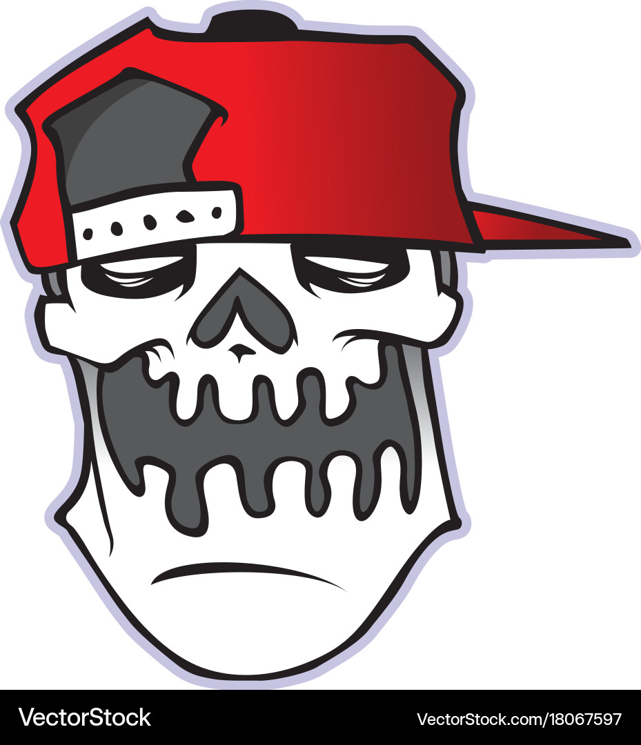 Skull with baseball cap sale