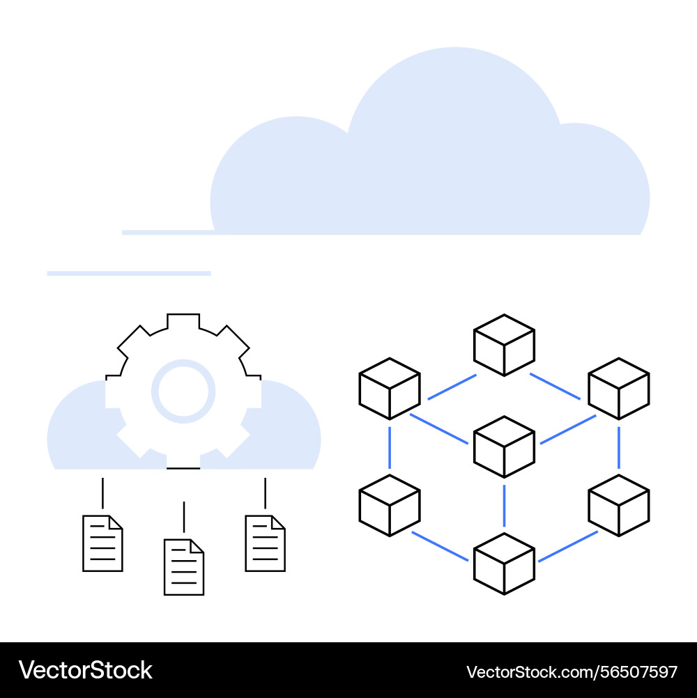 Cloud-based workflow and decentralized blockchain Cloud-based workflow and decentralized blockchain vector image