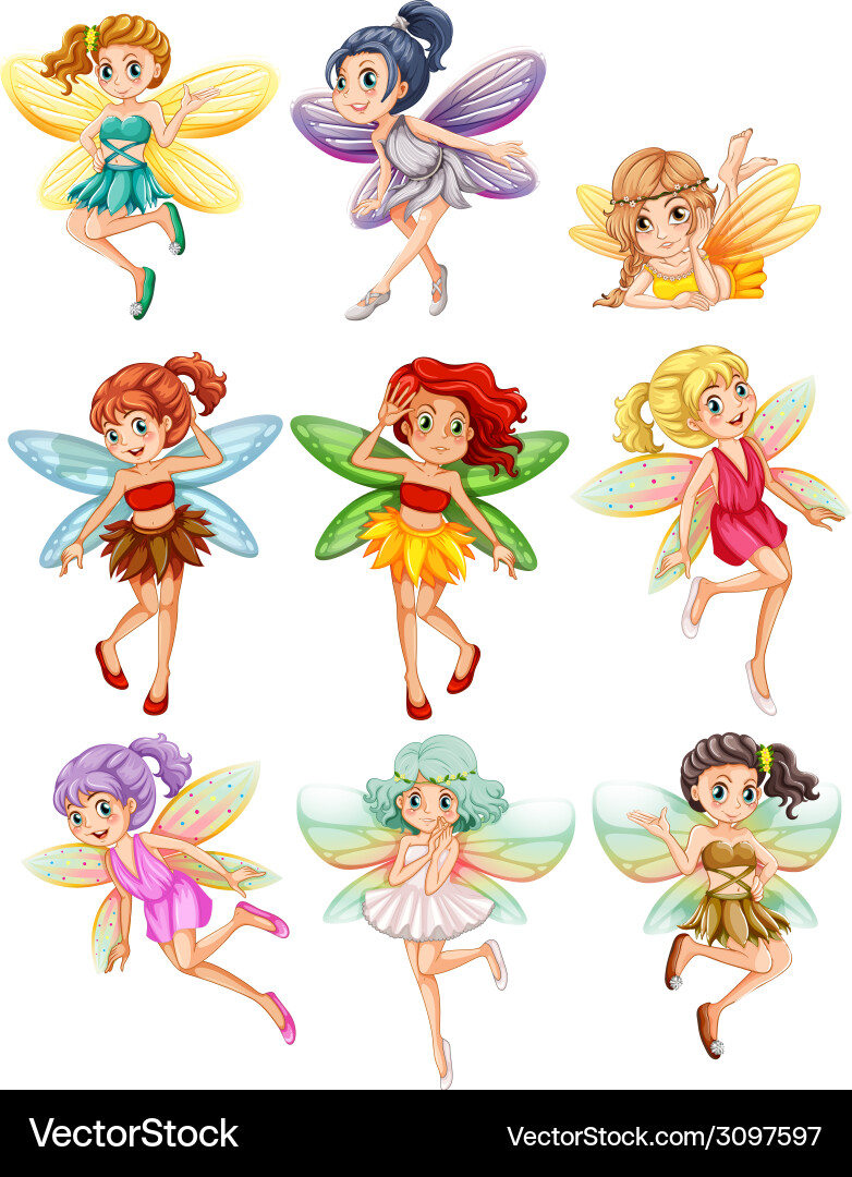 Collection of Fairies Vector Image