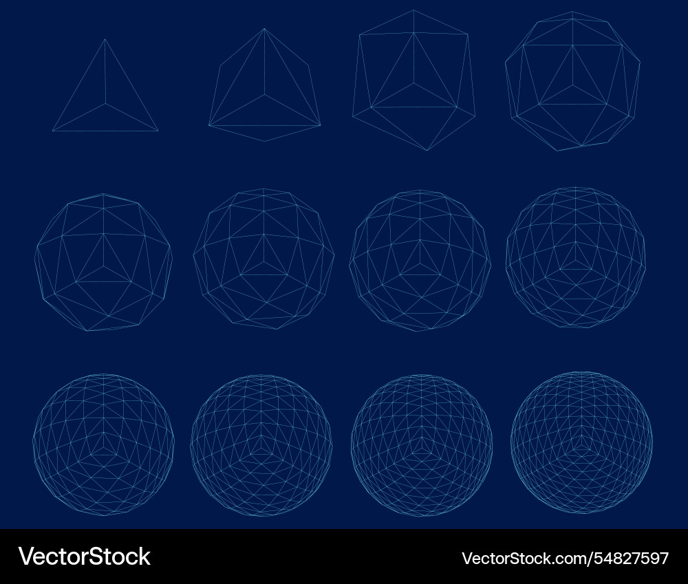 Grid spheres 3d globes with abstract net Grid spheres 3d globes with abstract net vector image