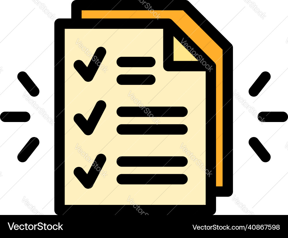 Assignment paper icon color outline Assignment paper icon color outline vector image