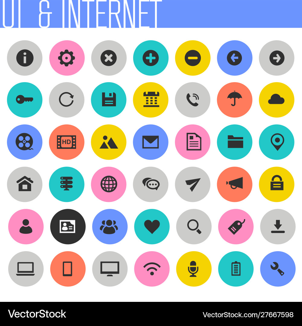 Big ui and internet icon set trendy flat icons Big ui and internet icon set trendy flat icons vector image