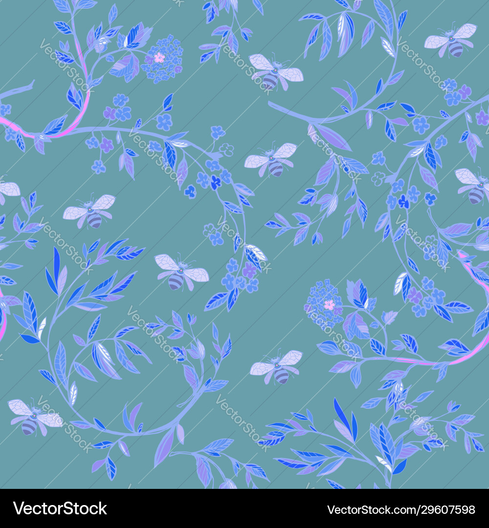 Branches flowering trees seamless pattern Branches flowering trees seamless pattern vector image