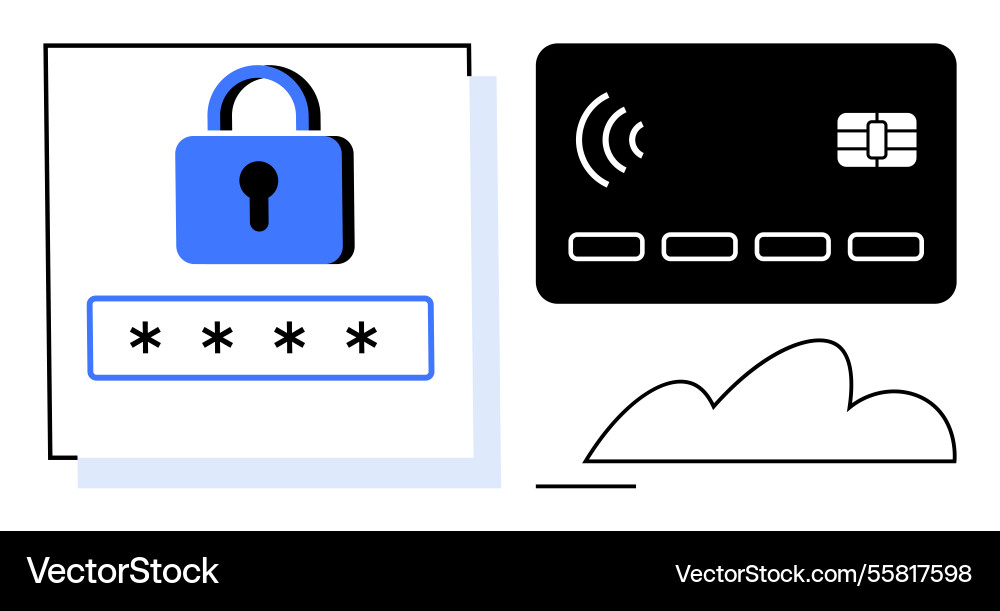 Digital security concept with lock password field Digital security concept with lock password field vector image