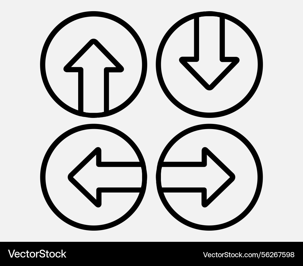 Four arrows pointing up down left right 4 pointers Four arrows pointing up down left right 4 pointers vector image