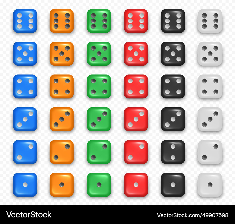 Frontal side of dice cube with different numbers Vector Image