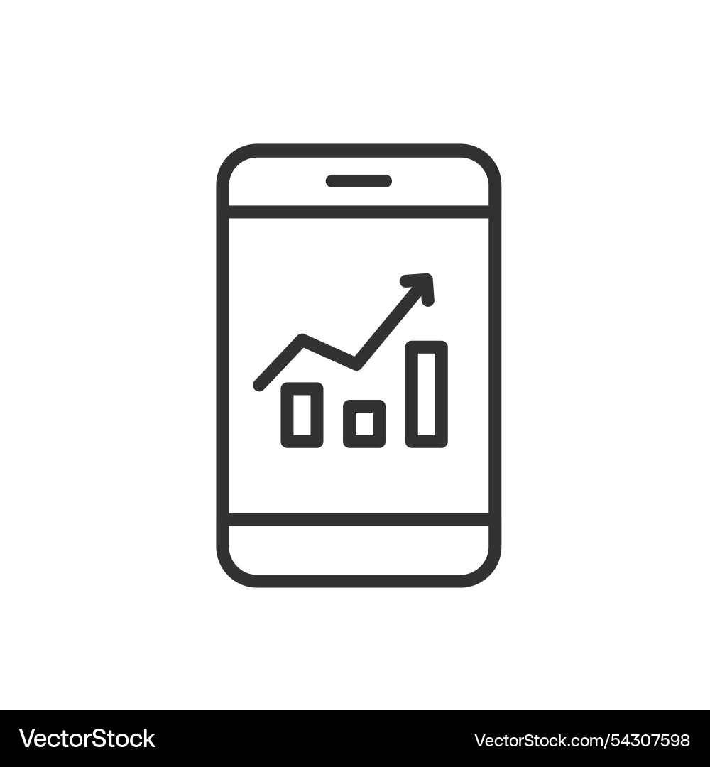 Graph a phone icon in line design Graph a phone icon in line design vector image