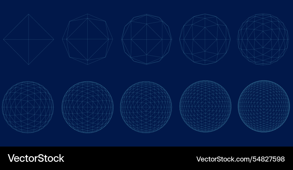 Grid spheres 3d globes with abstract net Grid spheres 3d globes with abstract net vector image