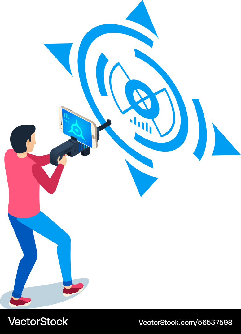 Man using a smartphone attached to futuristic Man using a smartphone attached to futuristic vector image