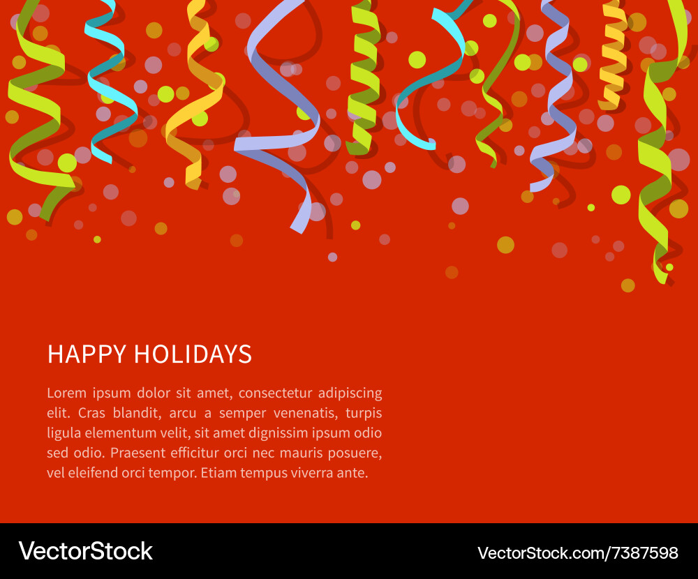 Red background with colorful streamers Vector Image