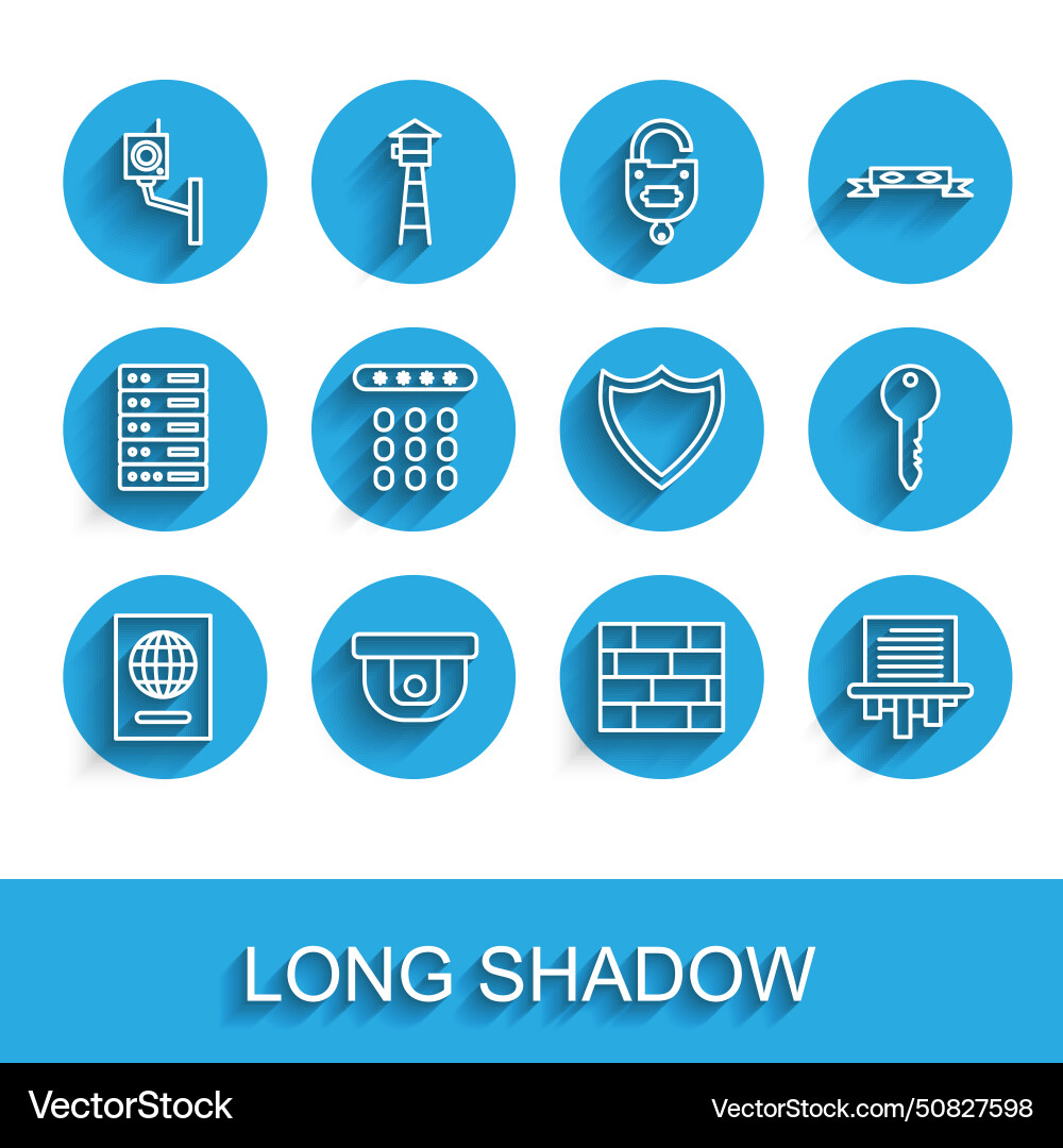 Set line passport motion sensor security camera vector image