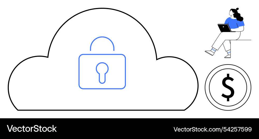 Cloud security symbol representing data protection Vector Image