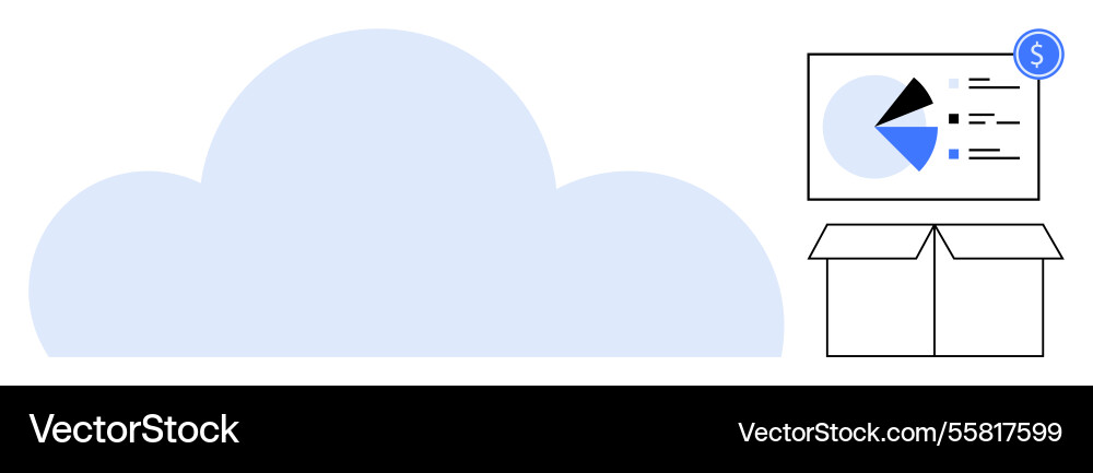 Cloud storage with analytics dashboard and open Vector Image