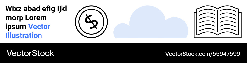 Dollar coin icon soft cloud shape and open book Vector Image
