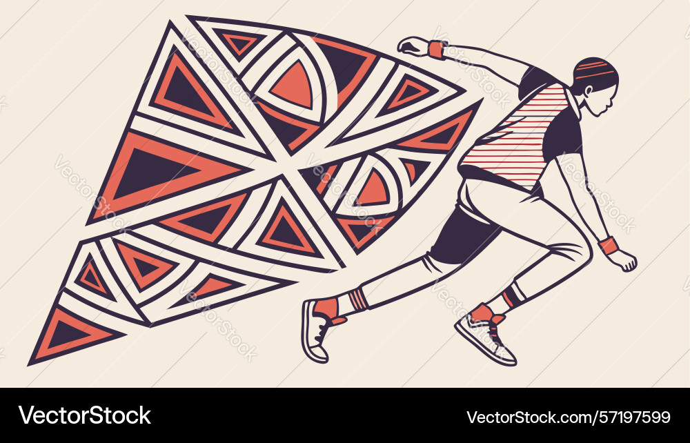 Dynamic runner with geometric lines design vector image