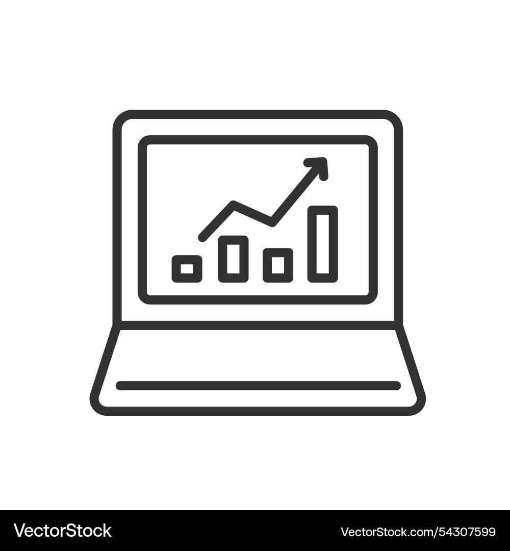 Graph a laptop icon in line design Graph a laptop icon in line design vector image