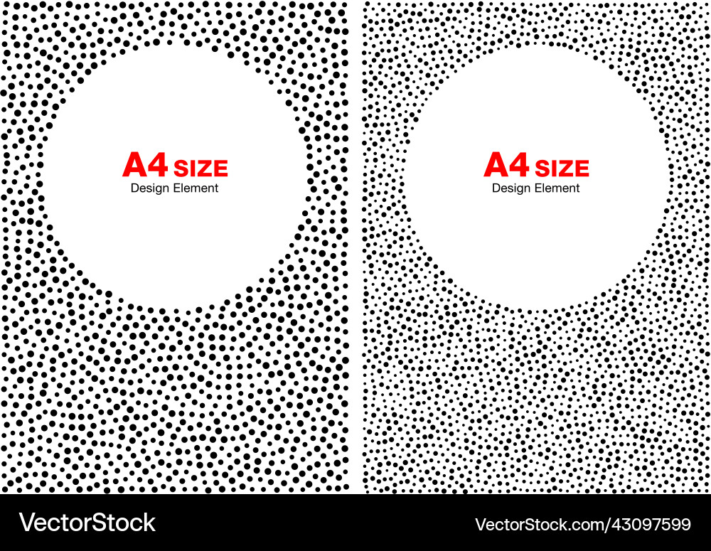 Halftone circle dots frames set a4 size Halftone circle dots frames set a4 size vector image