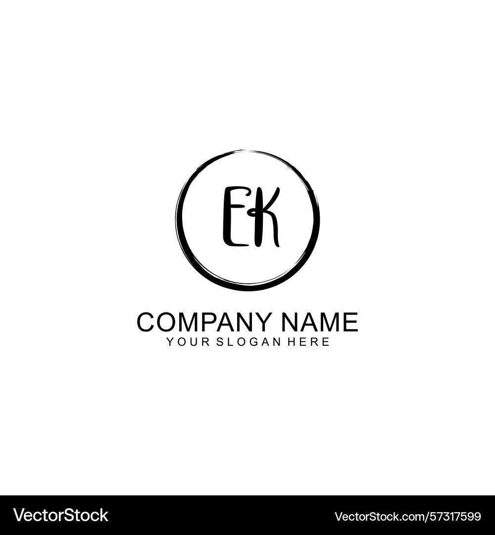 Handwritten ek initial logo with circle Handwritten ek initial logo with circle vector image