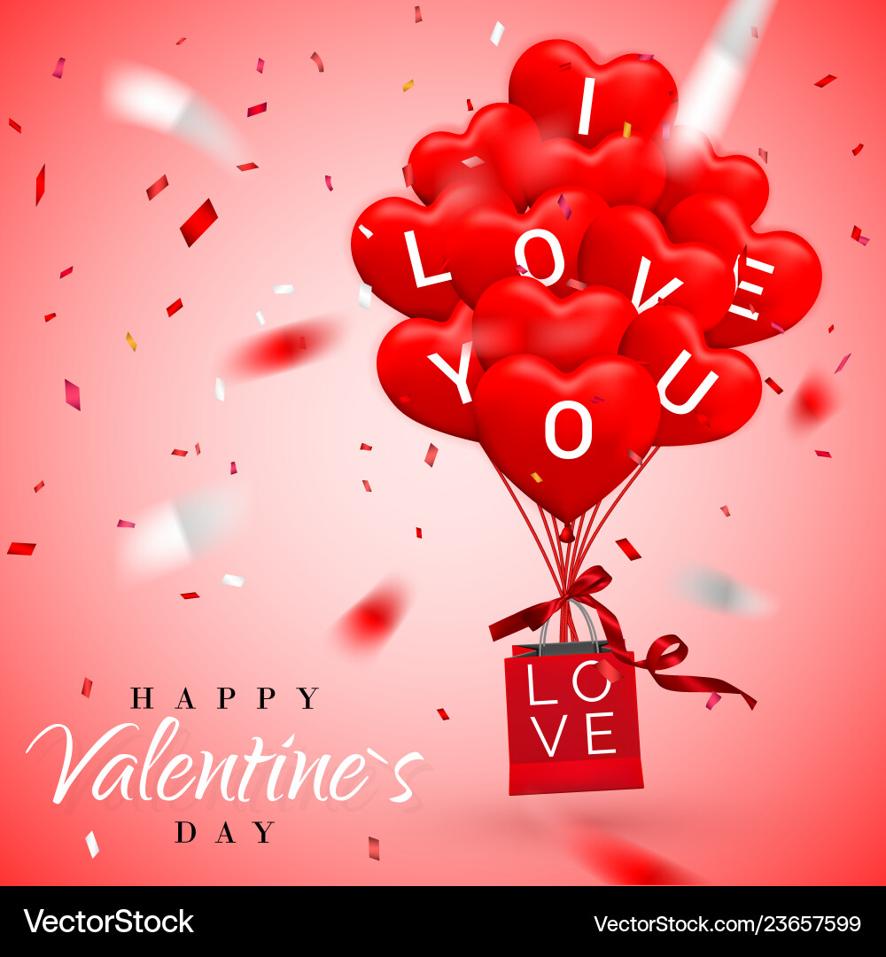 Happy valentines day background red balloon Happy valentines day background red balloon vector image
