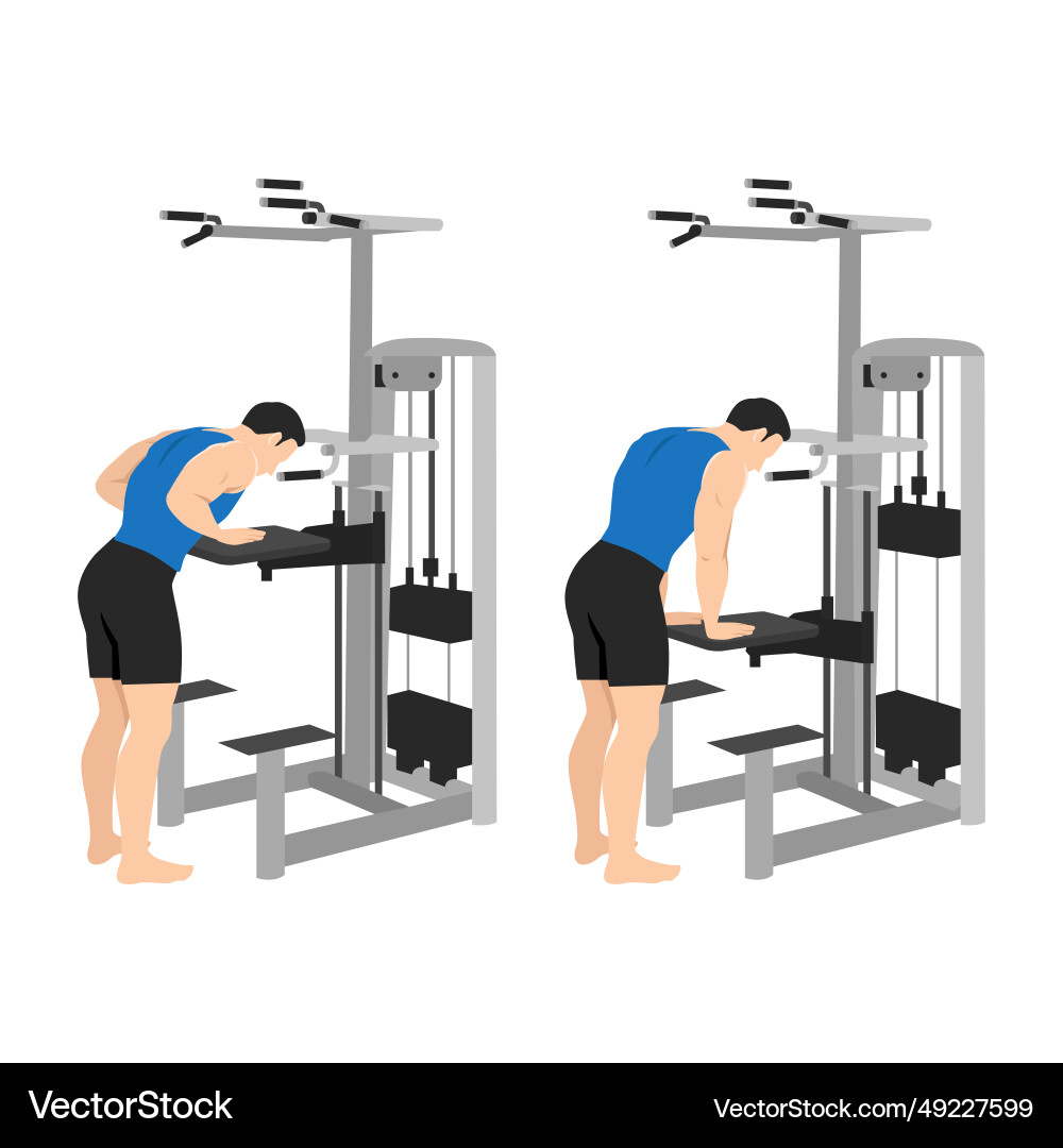 Man doing gravitron tricep press exercise Man doing gravitron tricep press exercise vector image
