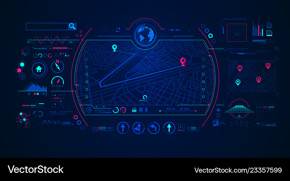 Modern GPS Navigation Interface vector image