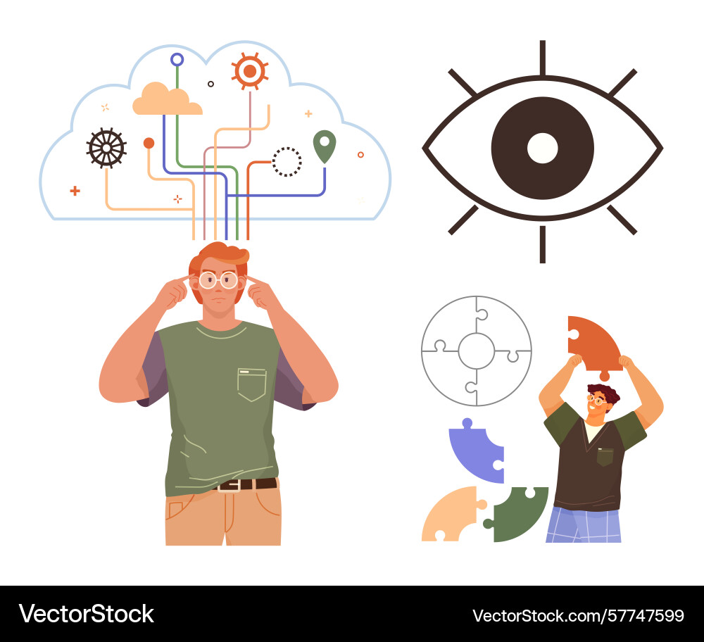 Problem-solving and creative thinking concepts Problem-solving and creative thinking concepts Vector Image
