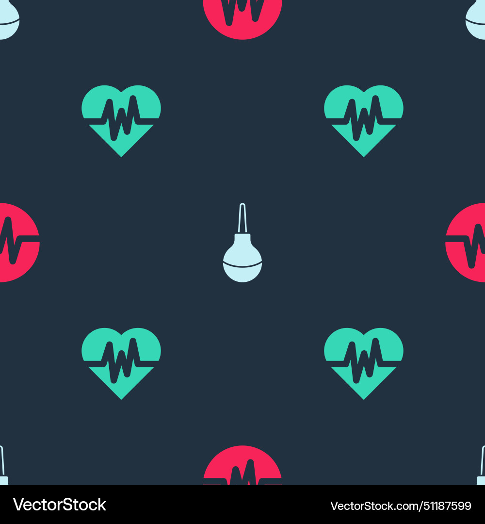 Set heart rate enema and on seamless pattern Set heart rate enema and on seamless pattern vector image