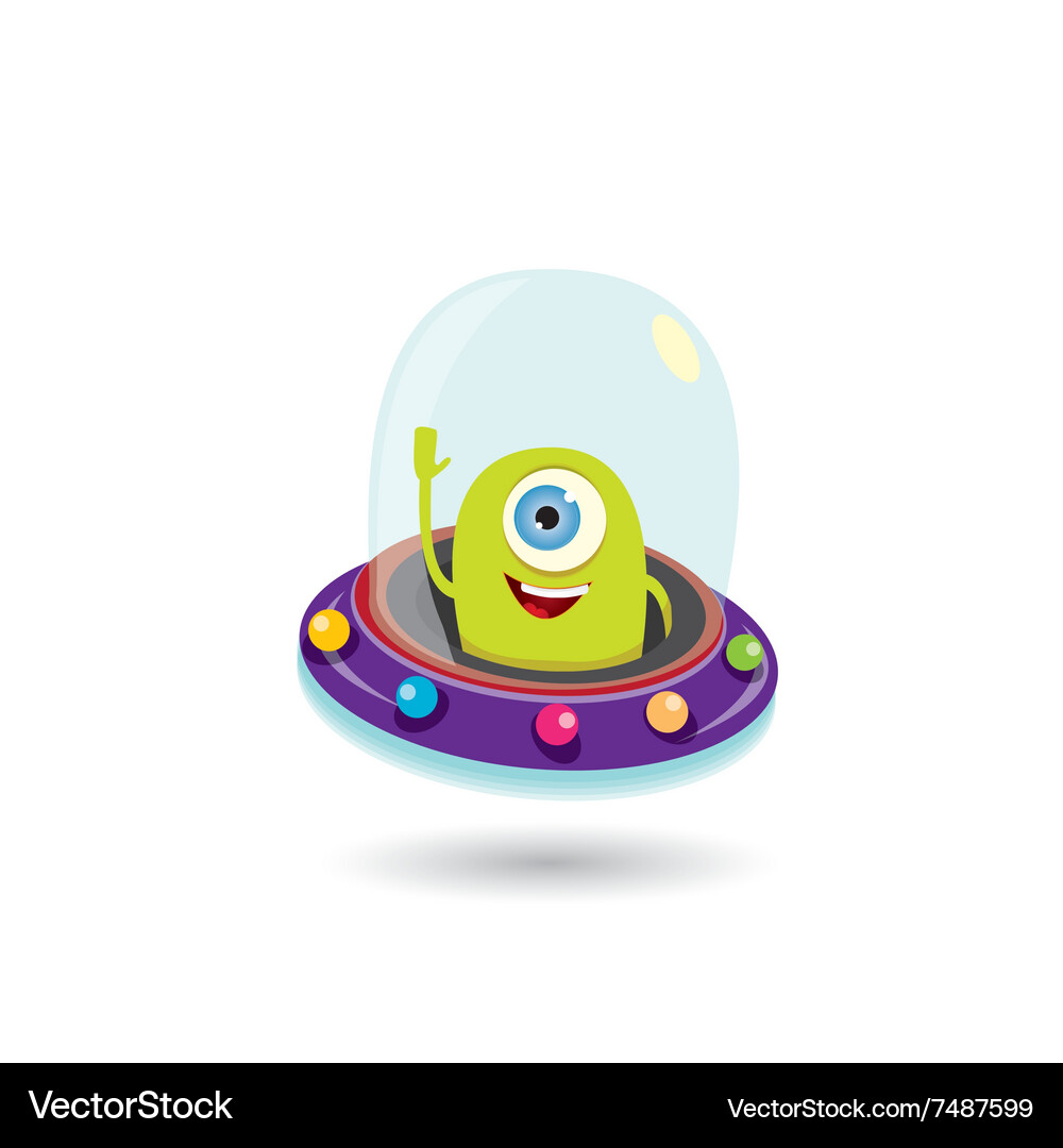 Ufo green alien flying saucer Vector Image