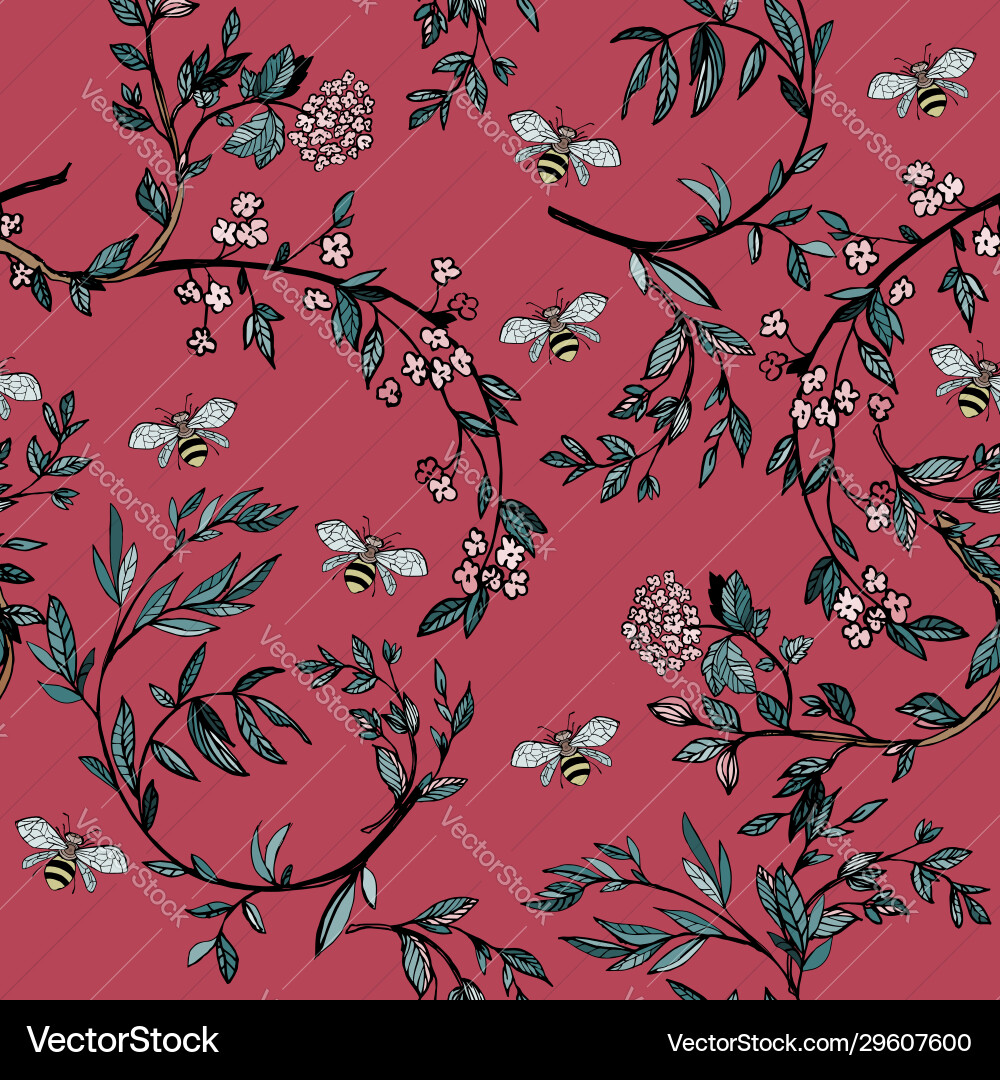 Branches flowering trees seamless pattern Branches flowering trees seamless pattern vector image