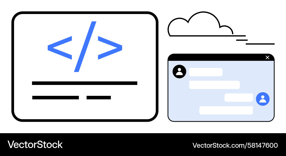 Coding Chat Interface - Cloud Connection Vector Image