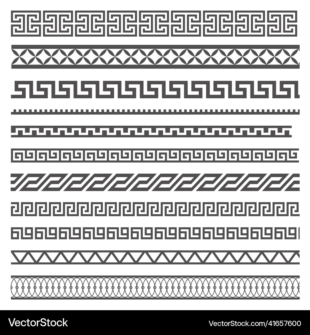 Greek style seamless frames geometric border set Greek style seamless frames geometric border set vector image