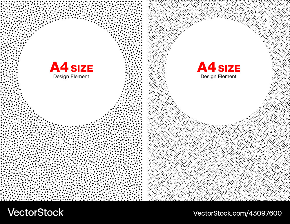 Halftone circle dots frames set a4 size Halftone circle dots frames set a4 size Vector Image